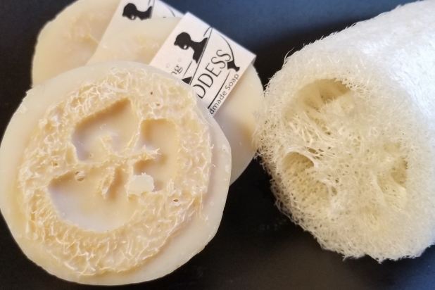 Exfoliating Loofah Filled Shea Butter Soap The Bathing Goddess